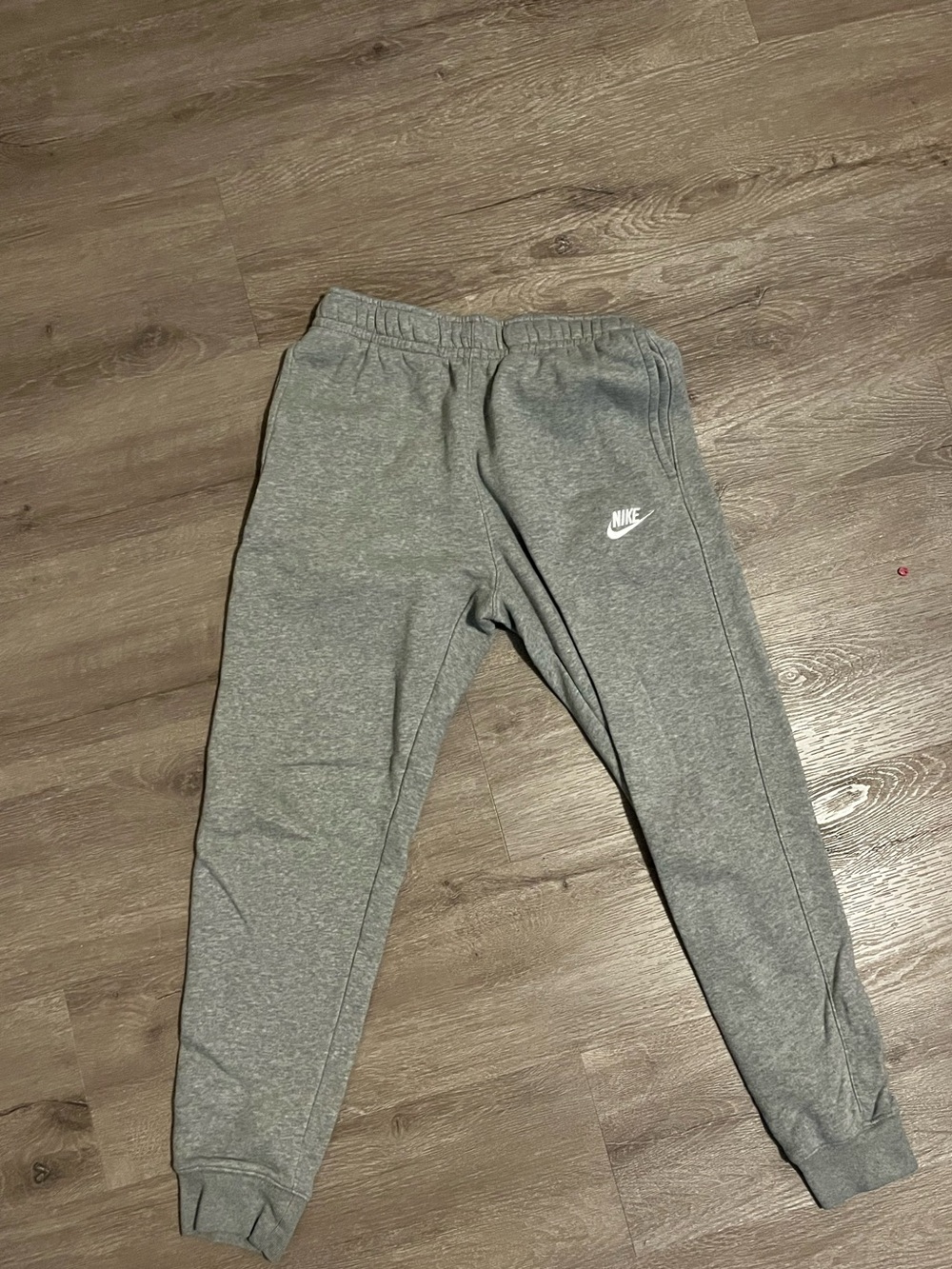 Nike Gray Men's Fleece Jogger Sweatpants with White Swoosh